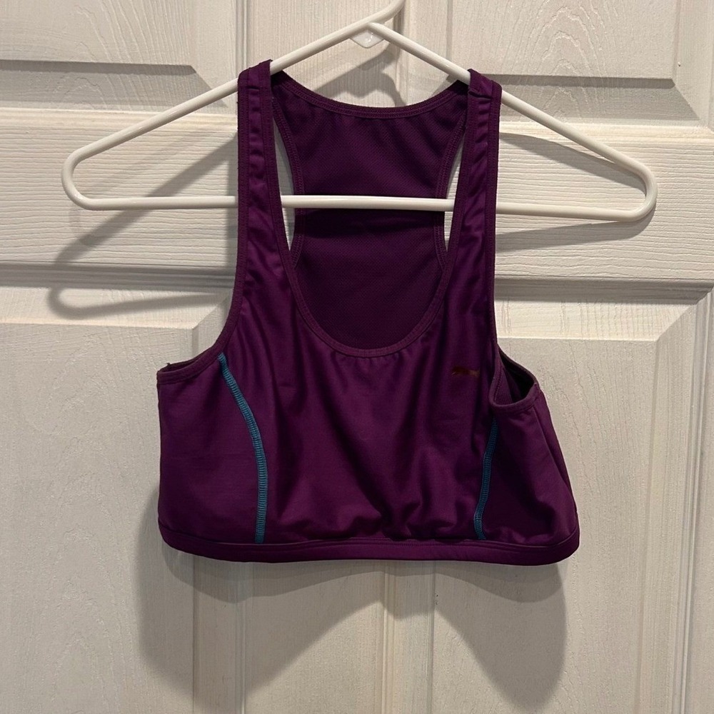 Puma Sport Lifestyle Purple Teal Racerback Sports Bra Activewear‎ Top Large
